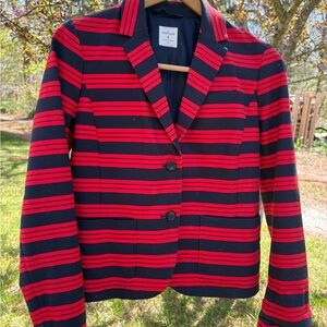 Gap Women's Red and Black Striped Academy Blazer, Size 4